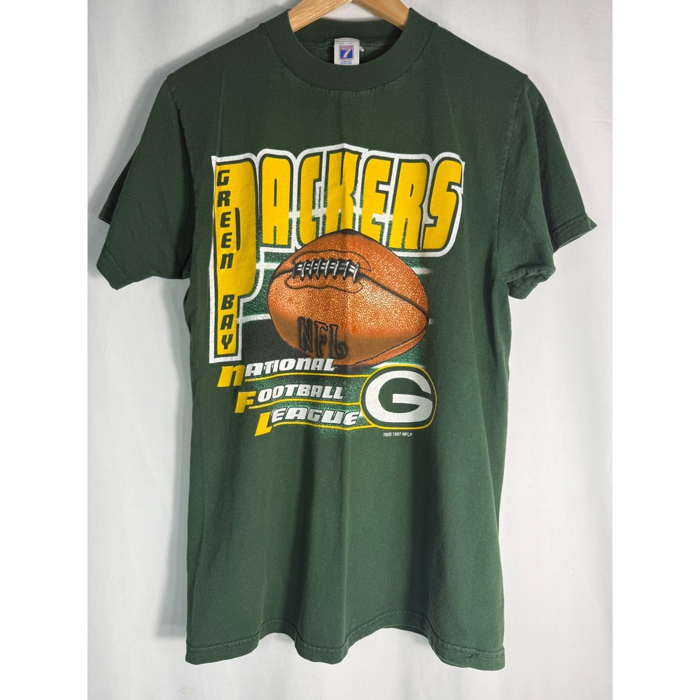 Vintage Green Bay Packers NFL Football Graphic T-Shirt Logo 7 Medium 1997